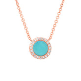 0.04ct Diamond & 0.33ct Composite Turquoise 14k Rose Gold Necklace